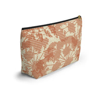 Floral Plaid Accessory Pouch w T-bottom in Orange